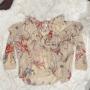 H&M Ruffled Floral Blouse Medium Size